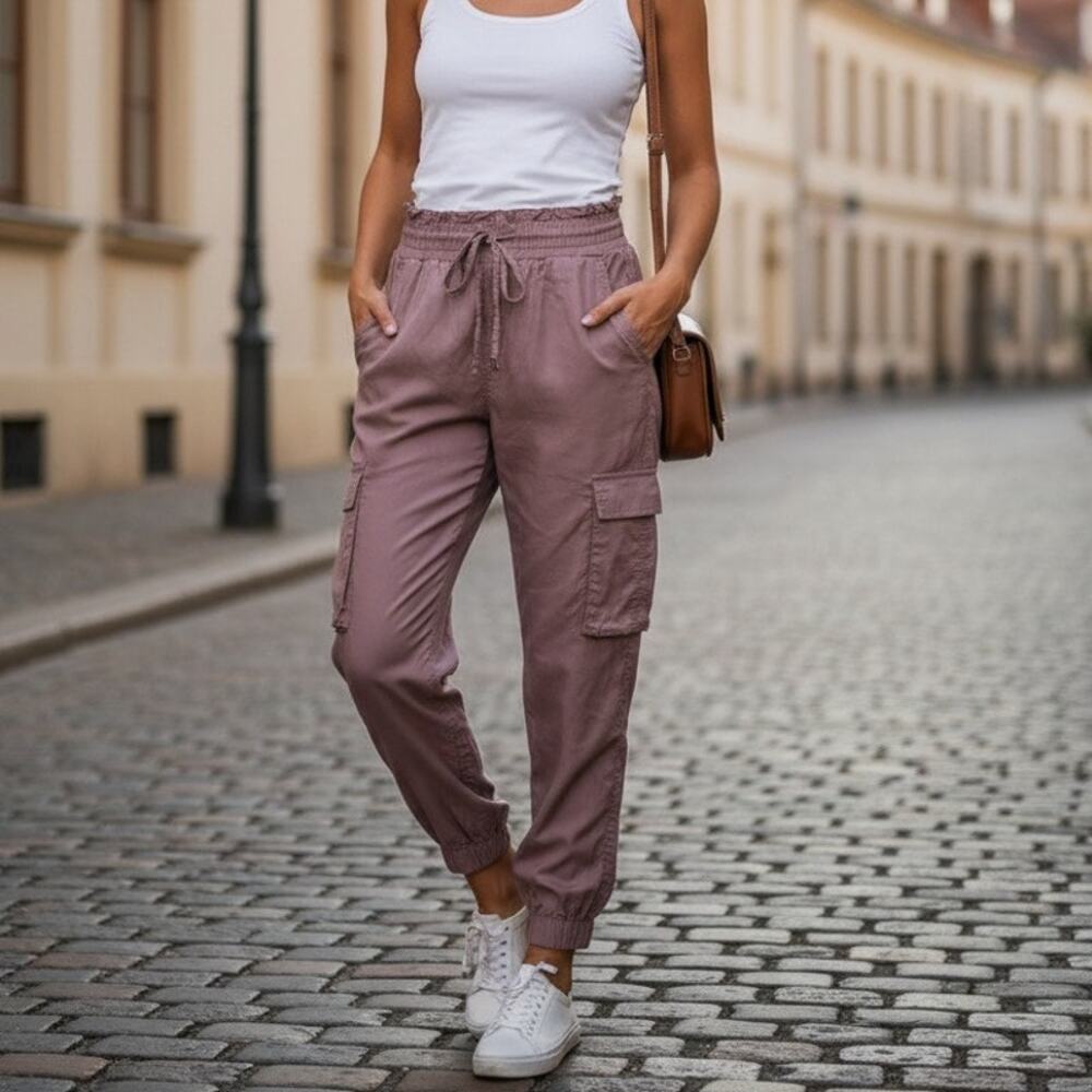 Abercrombie & Fitch Preppy Lyocell High Waist Cargo Joggers Pants Size XS